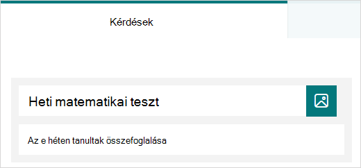 Példa egy teszt címére és leírására a Microsoft Forms-ban