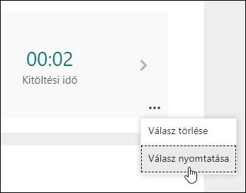 Válasz nyomtatása lehetőség a Microsoft Forms