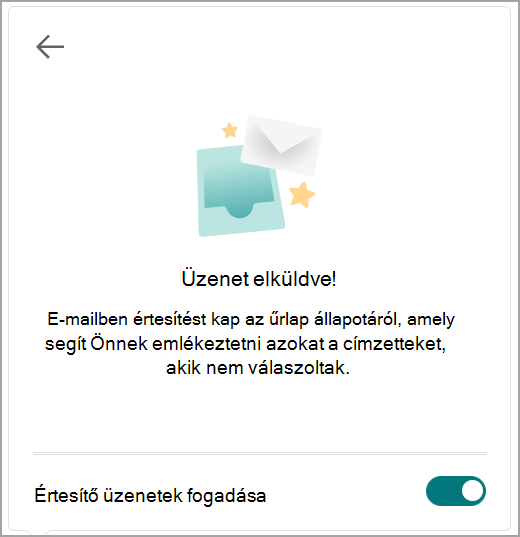 Megerősítő ablak az üzenet elküldéséhez az értesítések bekapcsolásának lehetőségével