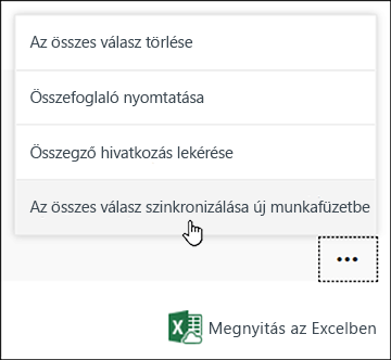 Az összes válasz szinkronizálása új munkafüzetbe a Microsoft Formsban