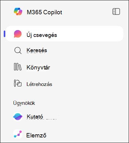 Képernyőkép a bal oldali navigációs sávban található ügynökökről.