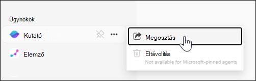 Képernyőkép arról, hogy hol oszthat meg egy ügynököt a bal oldali navigációs sávból.