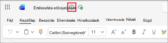 Tartalmi címke ikon a Webes Office-ban, egy Word-dokumentumot példaként használva