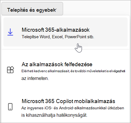Képernyőkép az Office.com-ról munkahelyi vagy iskolai fiókkal történő bejelentkezés esetén