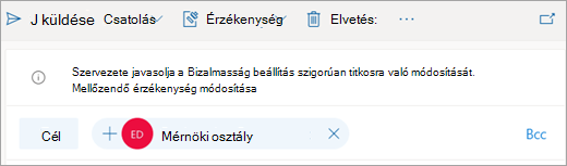 Képernyőkép az ajánlott bizalmassági címkékre vonatkozó tippről
