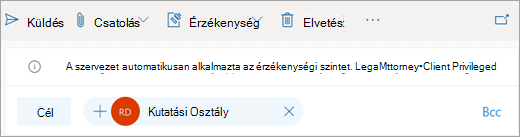 Képernyőkép egy automatikusan alkalmazott bizalmassági címkével kapcsolatos tippről