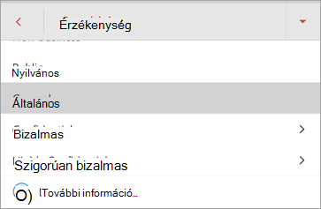 Képernyőkép a bizalmassági címkékről az Android Office-ban