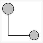 Két kör alakzat közötti összekötőt ábrázol.