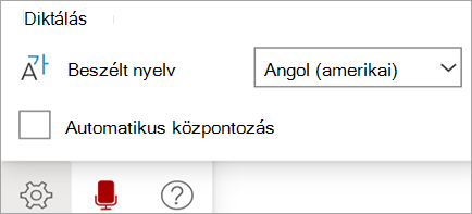 A Diktálás eszköztár megjelenítése