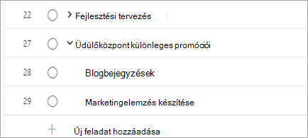 Projekttevékenységek megjelenítése