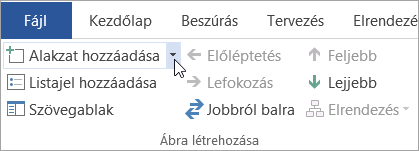 Az Alakzat hozzáadása gomb az Ábra létrehozása csoportban