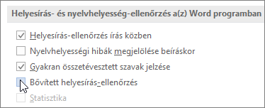 Nyelvhelyességre vonatkozó jelölőnégyzetek