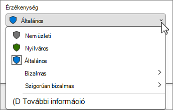 A Bizalmassági sáv menüje