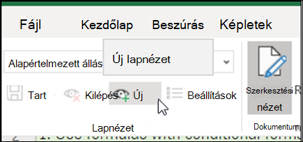 Az Új gomb a Lapnézetek csoportban