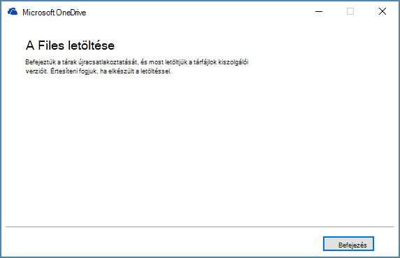 A OneDrive Vállalati verzió szinkronizálási ügyfélalkalmazás végső Javítás párbeszédpanelje