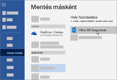 A OneDrive Vállalati verzió hozzáadása mentési helyként a Wordben