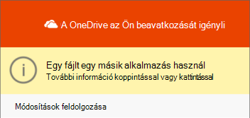 Használatban lévő OneDrive-fájl párbeszédpanel