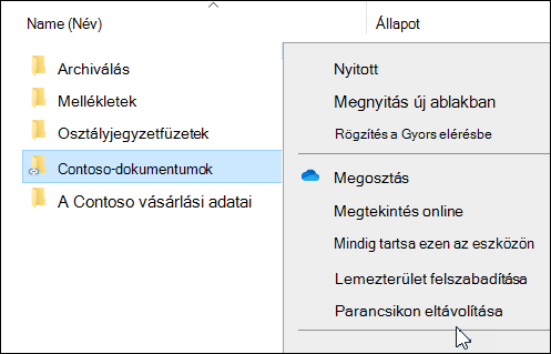 OneDrive – Parancsikon eltávolítása a Fájlkezelőben