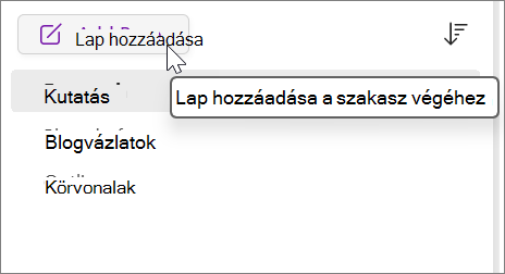Válassza ezt a lap hozzáadásához a szakasz végéhez