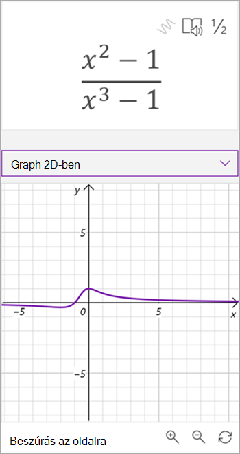 képernyőkép a matematikai segéd által létrehozott grafikonról az x négyzetre - 1 az x felett a harmadik mínusz 1-ig