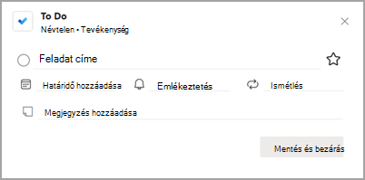 Képernyőkép a Teendő előugró párbeszédpanelről