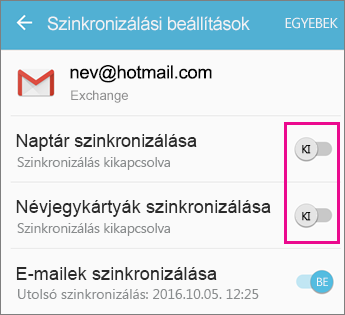 Engedélyezett szinkronizálás
