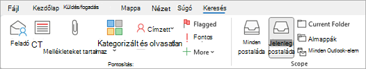 A menüszalagon válassza a Van melléklete lehetőséget a fájlokat tartalmazó elemek kereséséhez.