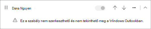 A klasszikus Outlookból áttelepített ügyféloldali szabályok egyes típusai nem szerkeszthetők és nem tekinthetők meg az új Outlookban.