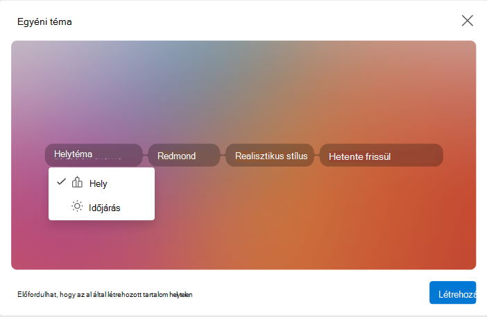 Képernyő az új Windows Outlook egyéni téma attribútumainak konfigurálásához használt legördülő listával