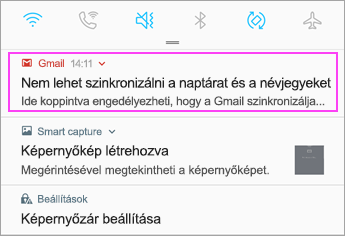 Nyissa meg az értesítési sávot