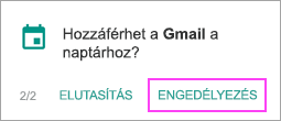 engedélyezése Naptár engedélyezése