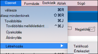 Esemény létrehozása e-mailből a Mac Outlook appban.