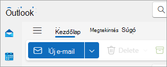 Az új Outlook menüszalagjának képernyőképe
