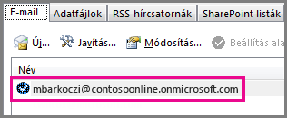 Fiók az Outlook 2013 Fiókbeállítások párbeszédpaneljén
