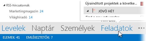 A feladatok parancs a navigációs sávon