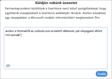 Példa arra, hogy mit írhat arról, hogy tudassa velünk, hogy hiányoznak a névjegyei.