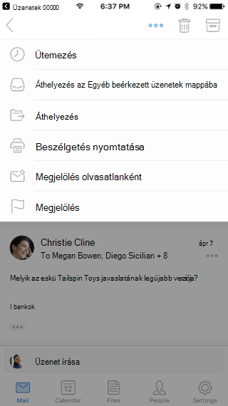 Üzenettel végezhető műveletek