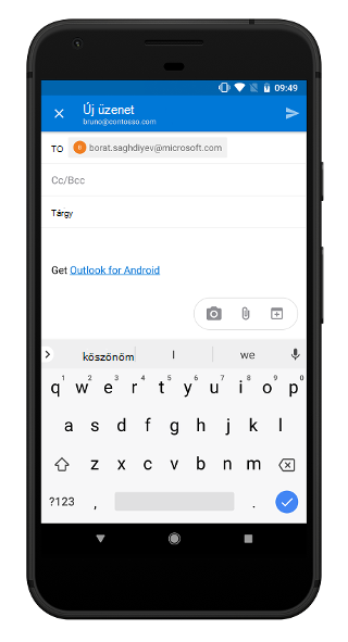 Fénykép rögzítése az Outlook mobileszközökre készült verziójában