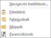 Válassza az Egyebek (három pont) ikont a gyorselérési eszköztáron a navigációs beállítások megtekintéséhez