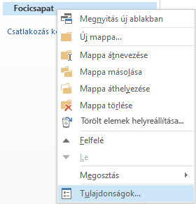 Kattintson a jobb gombbal az új mappára, és válassza a Tulajdonságok parancsot.