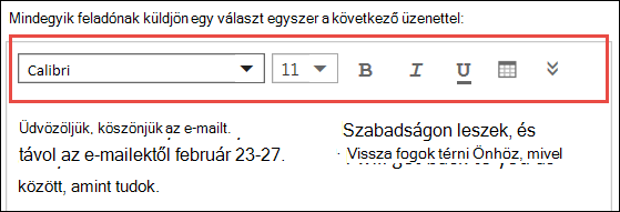 Automatikus válaszüzenet a Webes Outlookban