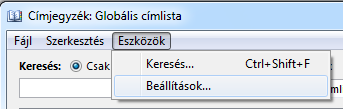 Az Eszközök menü