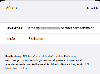 A levelezés beállítása az iOS Posta appban Képernyőkép négy