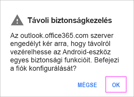 Kattintson az esetleg megjelenő üzeneteken az OK gombra.