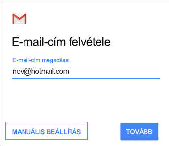 A Kézi beállítás lehetőség