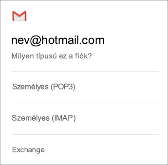 választása Az Exchange kiválasztása