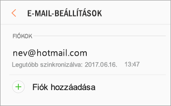 Beállítások > Fiók hozzáadása