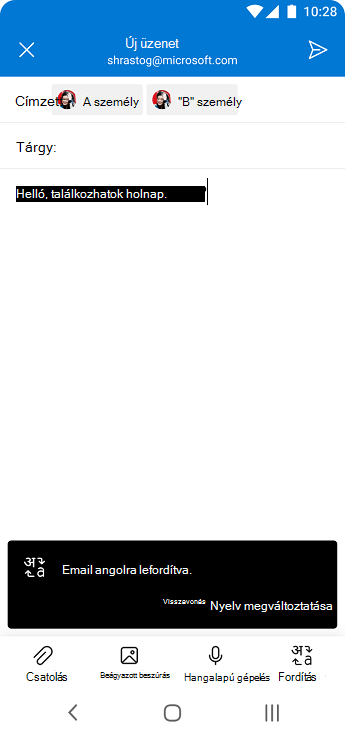 E-mail lefordítása screenshot four
