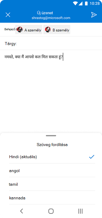 E-mail lefordítása második képernyőkép