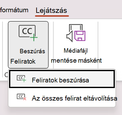 Képernyőkép: feliratok beszúrása egy videóhoz a PowerPointban.